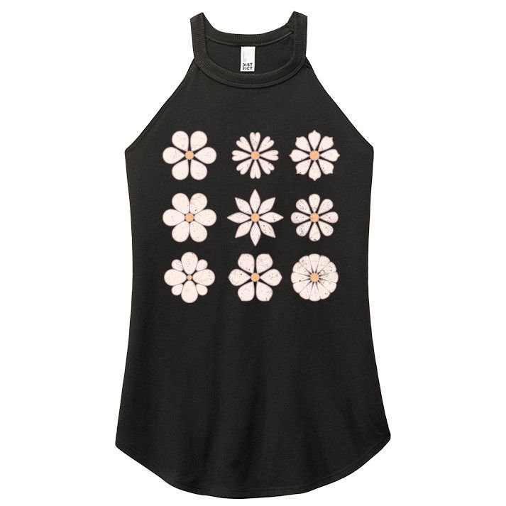 Vintage Hippie Flower Pattern Women's Perfect Tri Rocker Tank