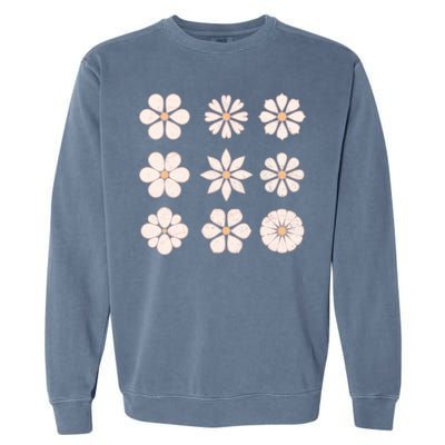 Vintage Hippie Flower Pattern Garment-Dyed Sweatshirt