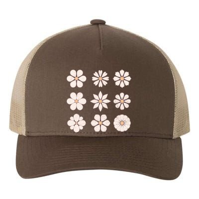 Vintage Hippie Flower Pattern Yupoong Adult 5-Panel Trucker Hat