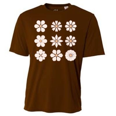 Vintage Hippie Flower Pattern Cooling Performance Crew T-Shirt