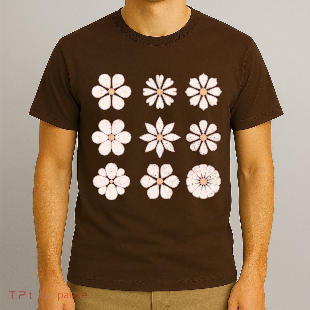 Vintage Hippie Flower Pattern T-Shirt