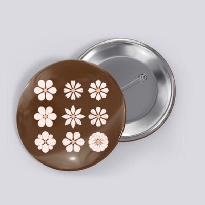 Vintage Hippie Flower Pattern Button