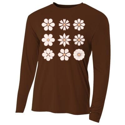 Vintage Hippie Flower Pattern Cooling Performance Long Sleeve Crew