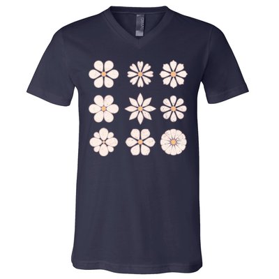 Vintage Hippie Flower Pattern V-Neck T-Shirt