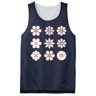 Vintage Hippie Flower Pattern Mesh Reversible Basketball Jersey Tank