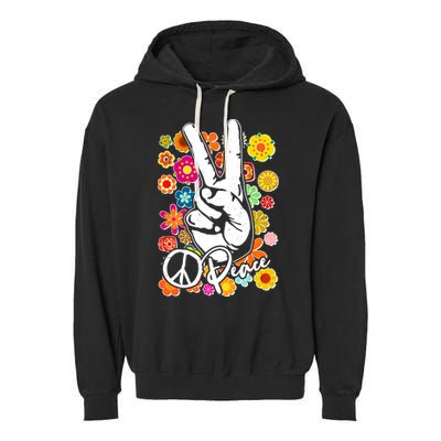 Vintage Hippie Peace Symbols Garment-Dyed Fleece Hoodie