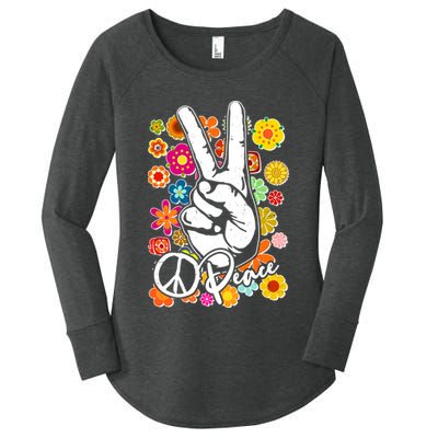 Vintage Hippie Peace Symbols Women's Perfect Tri Tunic Long Sleeve Shirt