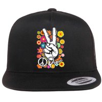 Vintage Hippie Peace Symbols Flatbill Hat