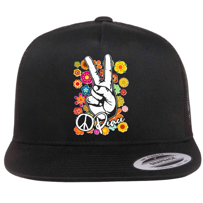 Vintage Hippie Peace Symbols Flatbill Hat
