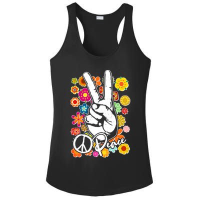 Vintage Hippie Peace Symbols Ladies PosiCharge Competitor Racerback Tank