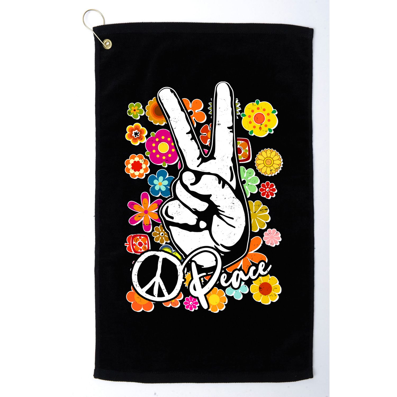 Vintage Hippie Peace Symbols Golf Towel