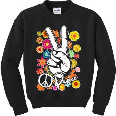 Vintage Hippie Peace Symbols Kids Sweatshirt