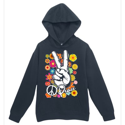 Vintage Hippie Peace Symbols Urban Pullover Hoodie