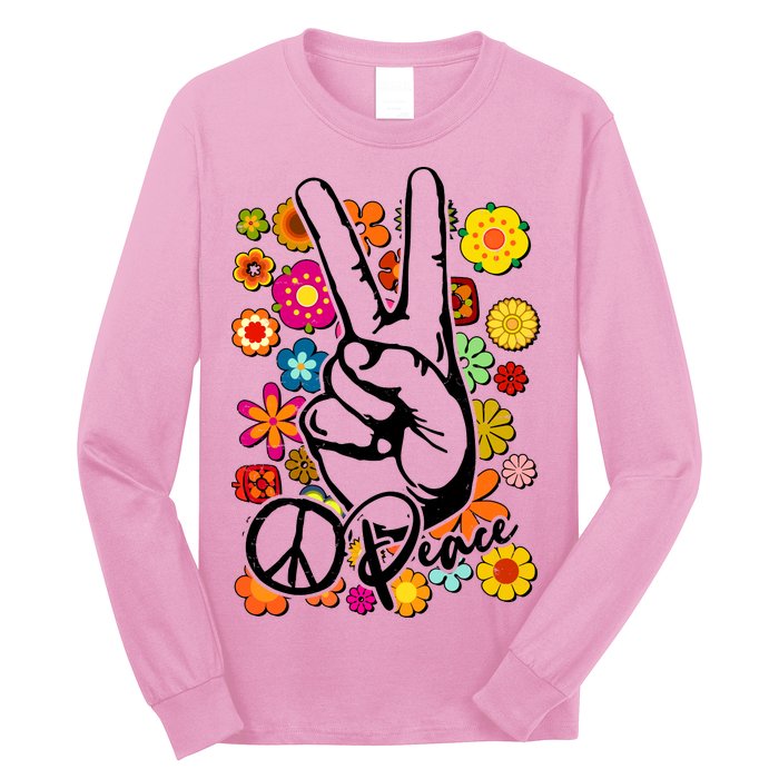 Vintage Hippie Peace Symbols Long Sleeve Shirt