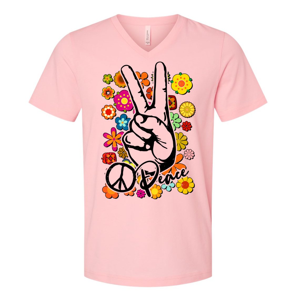 Vintage Hippie Peace Symbols V-Neck T-Shirt