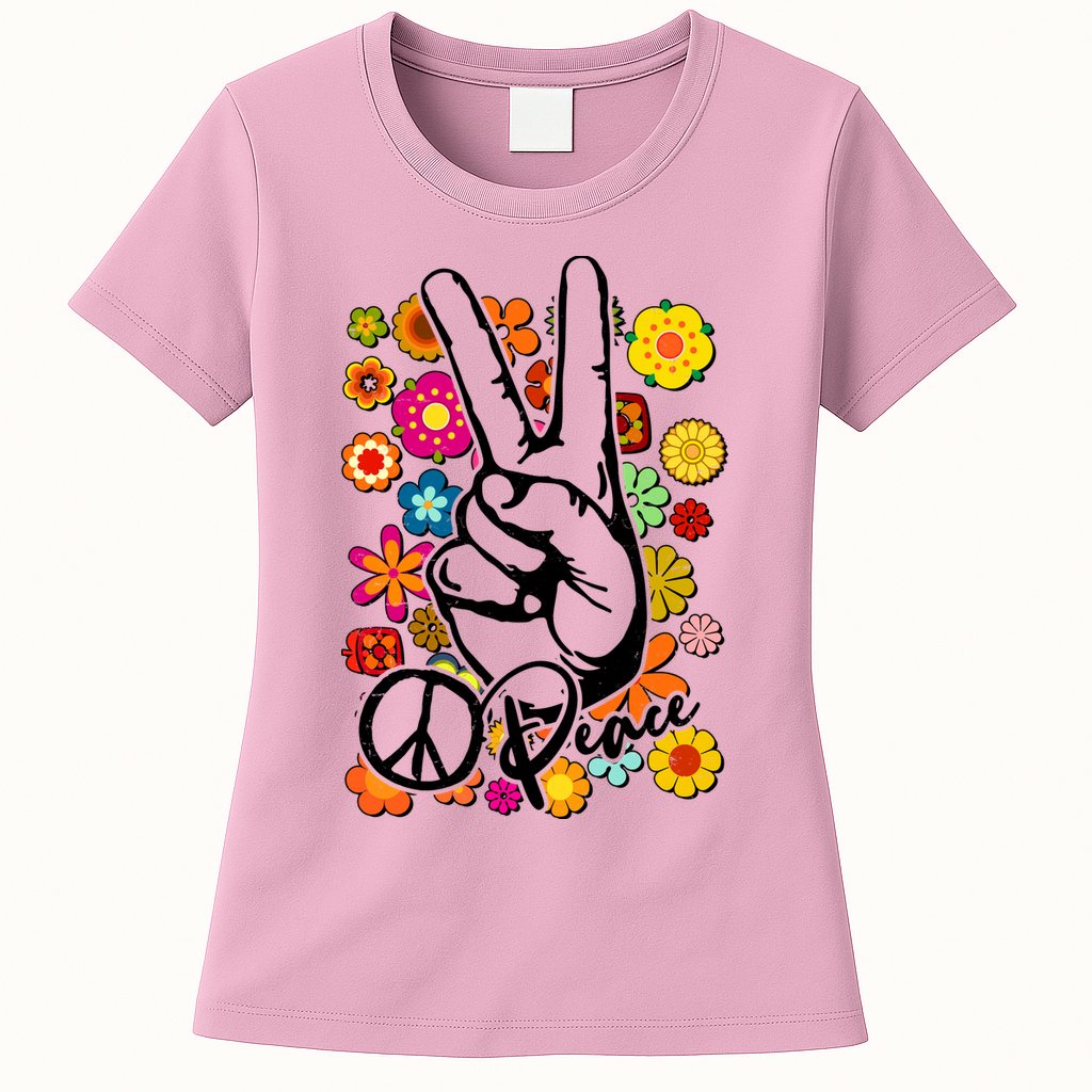 Vintage Hippie Peace Symbols Womens T-Shirt