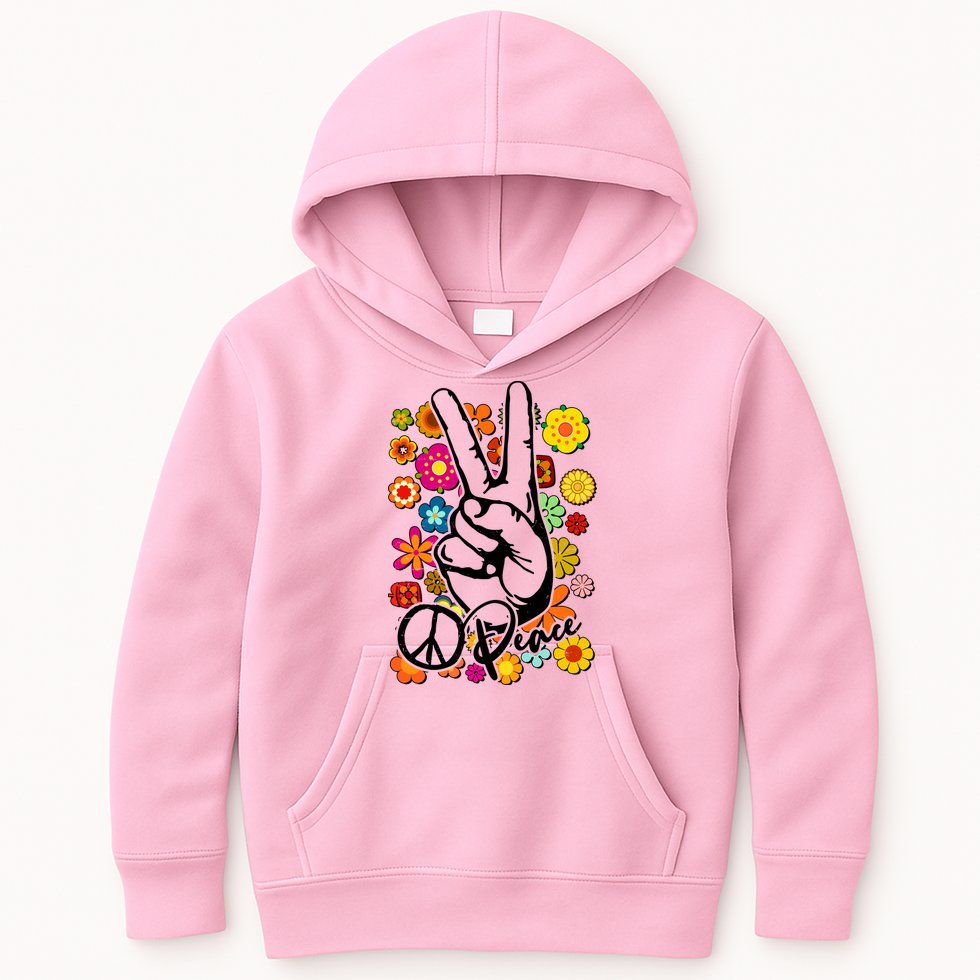 Vintage Hippie Peace Symbols Kids Hoodie