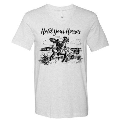 Vintage Hold Your Horses Western Cowboy  V-Neck T-Shirt