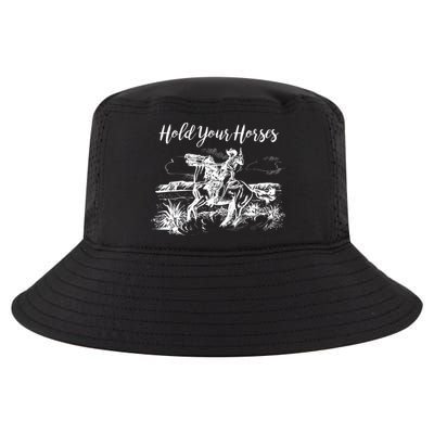 Vintage Hold Your Horses Western Cowboy  Cool Comfort Performance Bucket Hat