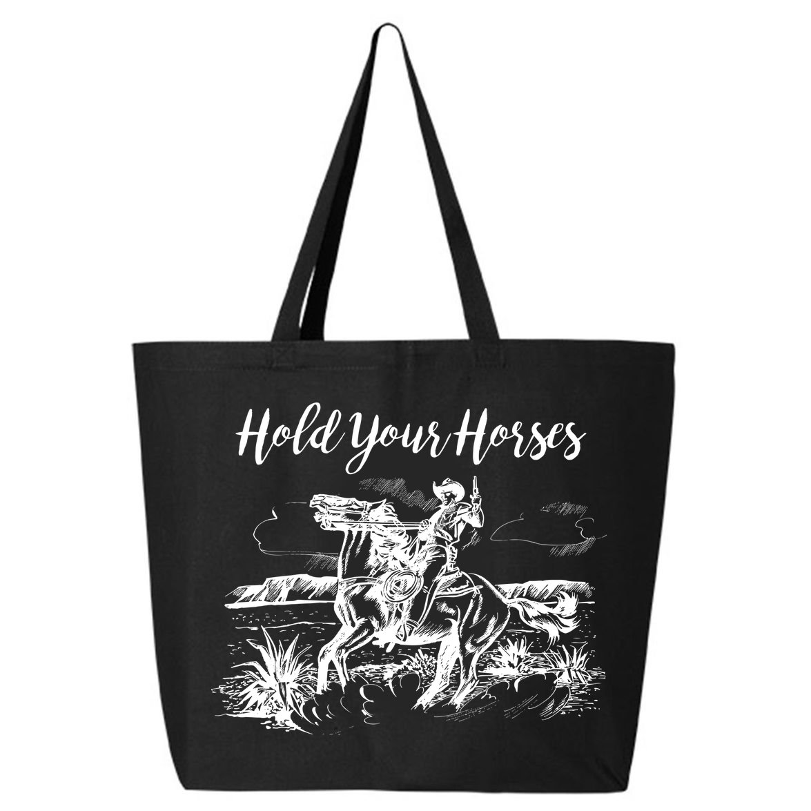 Vintage Hold Your Horses Western Cowboy  25L Jumbo Tote