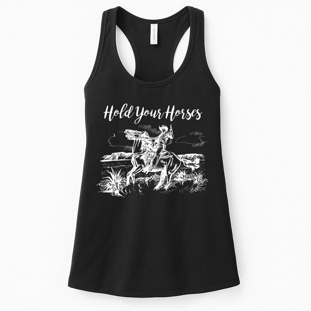 Vintage Hold Your Horses Western Cowboy  Womens Tank Top