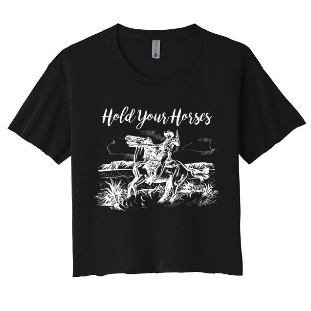 Vintage Hold Your Horses Western Cowboy  Crop Top