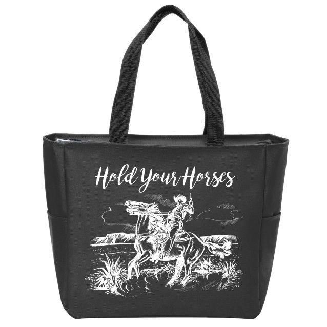 Vintage Hold Your Horses Western Cowboy  Zip Tote Bag
