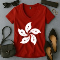 Vintage Hong Kong Flag Women's V-Neck T-Shirt