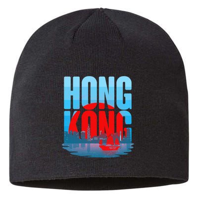 Vintage Hong Kong Skyline Sustainable Beanie