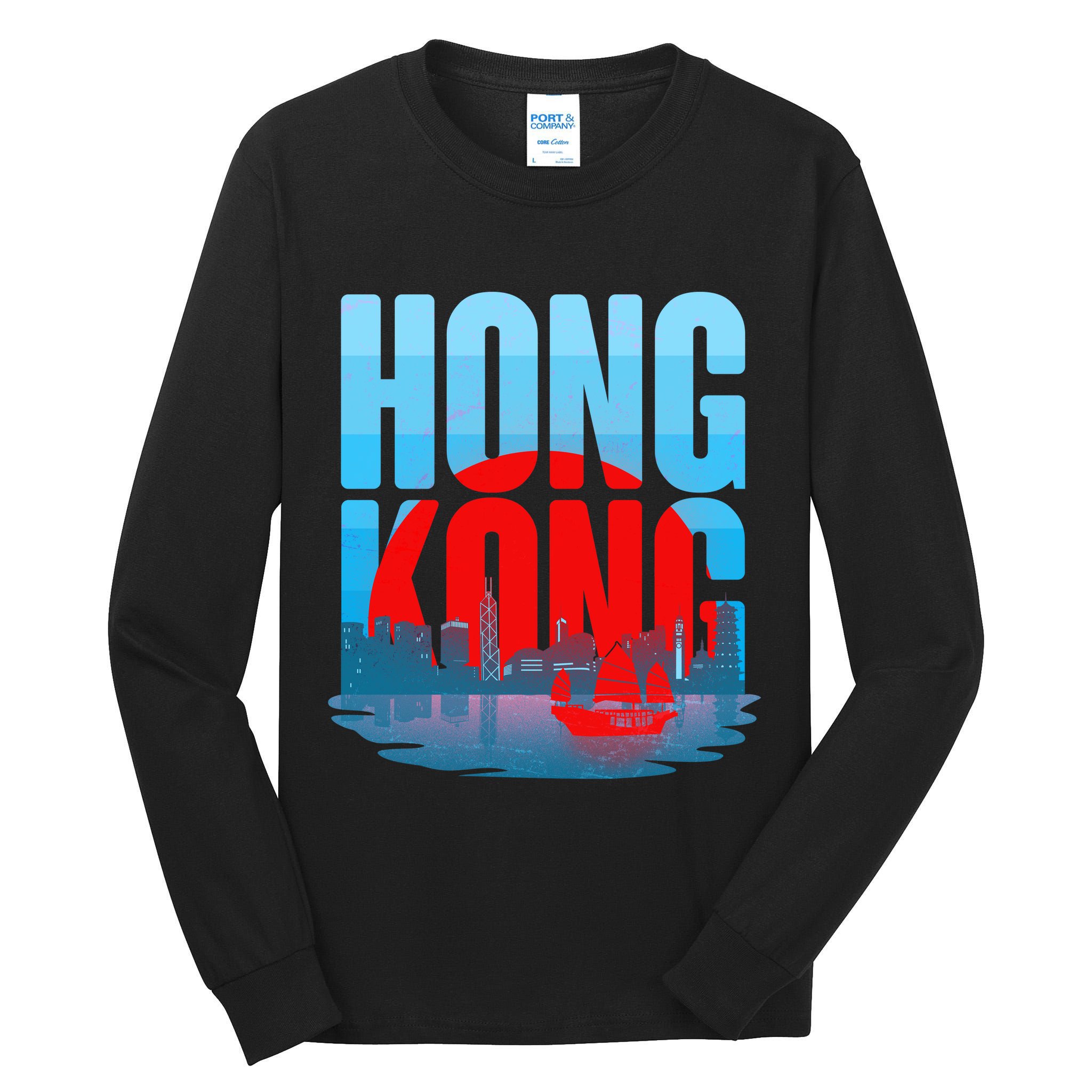 Vintage Hong Kong Skyline Tall Long Sleeve T-Shirt