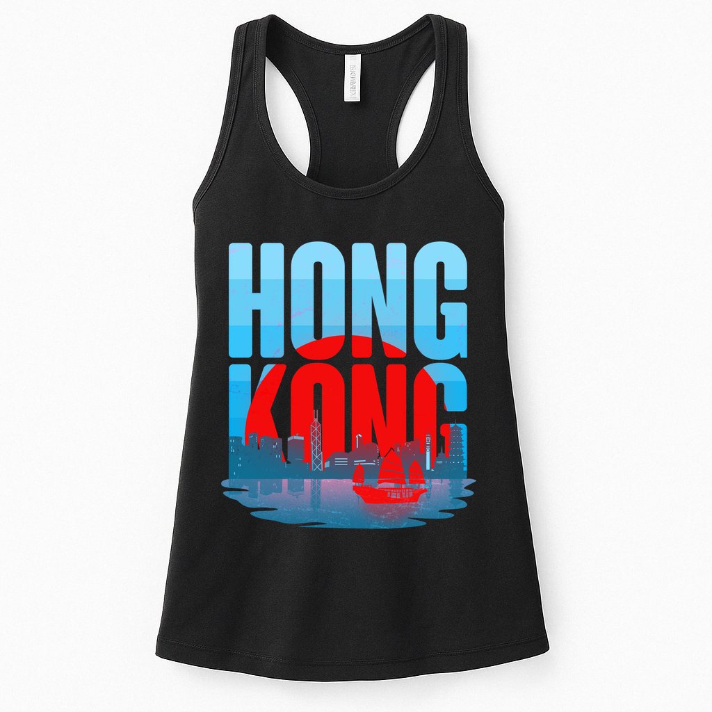 Vintage Hong Kong Skyline Womens Tank Top
