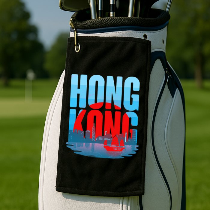 Vintage Hong Kong Skyline Golf Towel