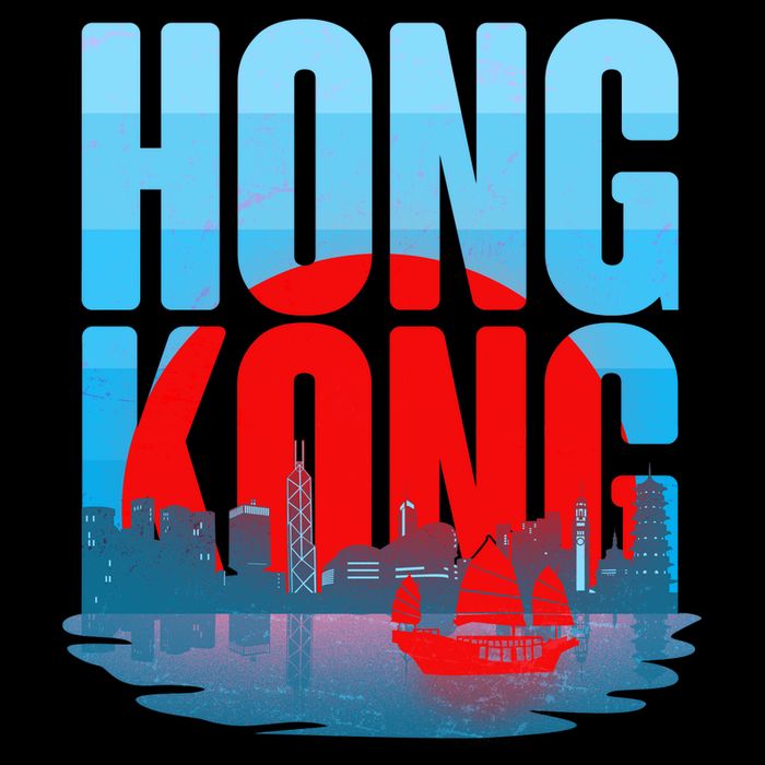 Vintage Hong Kong Skyline Womens T-Shirt
