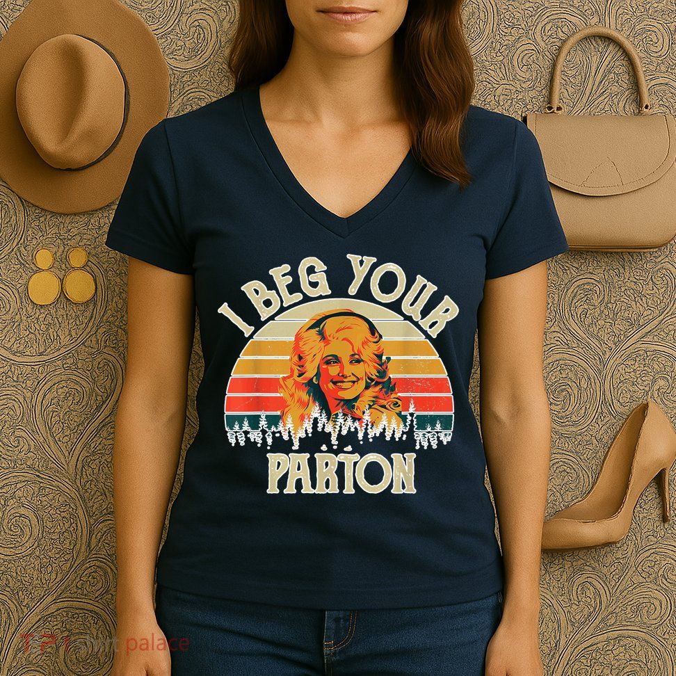 Vintage I Beg Your Parton Funny Women's V-Neck T-Shirt
