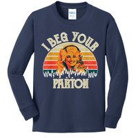 Vintage I Beg Your Parton Funny Kids Long Sleeve Shirt