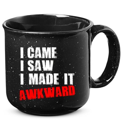 Vintage I Came I Saw I Made It Awkward Stamped 15oz Campfire Ceramic Mug