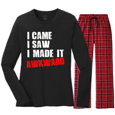 Vintage I Came I Saw I Made It Awkward Stamped Women's Long Sleeve Flannel Pajama Set 