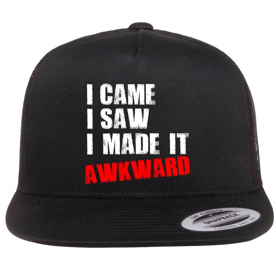 Vintage I Came I Saw I Made It Awkward Stamped Flat Bill Trucker Hat