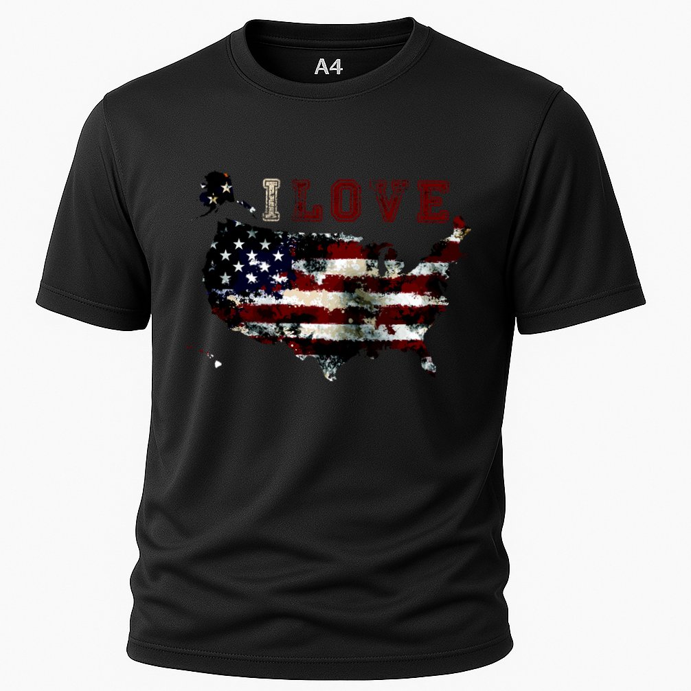 Vintage I Love The USA - United States Cooling Performance Crew T-Shirt