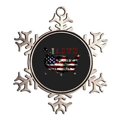 Vintage I Love The USA - United States Metallic Star Ornament