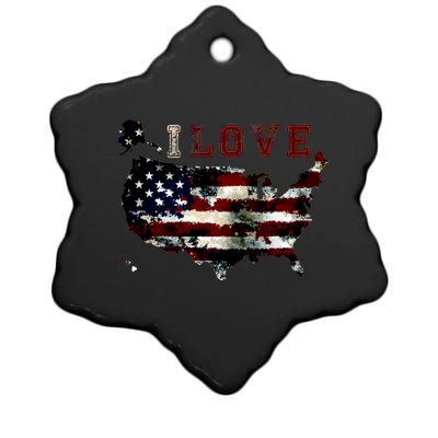 Vintage I Love The USA - United States Ceramic Star Ornament