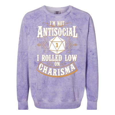 Vintage I'm Not Antisocial I Rolled Low On Charisma Colorblast Crewneck Sweatshirt