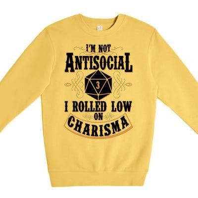 Vintage I'm Not Antisocial I Rolled Low On Charisma Premium Crewneck Sweatshirt