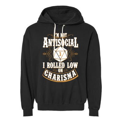 Vintage I'm Not Antisocial I Rolled Low On Charisma Garment-Dyed Fleece Hoodie