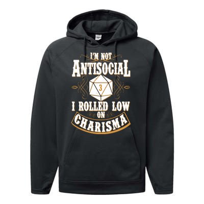 Vintage I'm Not Antisocial I Rolled Low On Charisma Performance Fleece Hoodie