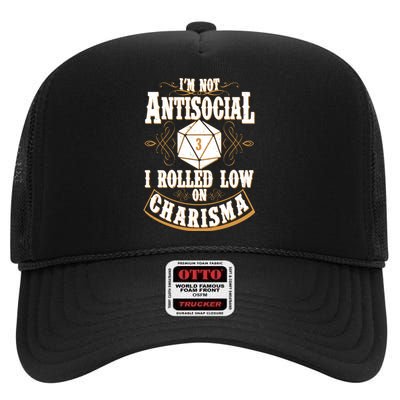 Vintage I'm Not Antisocial I Rolled Low On Charisma High Crown Mesh Back Trucker Hat