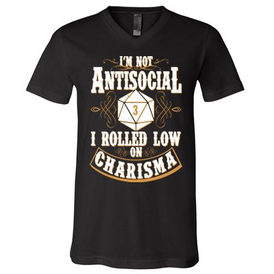 Vintage I'm Not Antisocial I Rolled Low On Charisma V-Neck T-Shirt