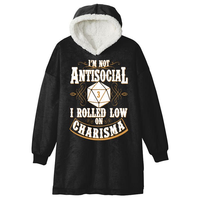 Vintage I'm Not Antisocial I Rolled Low On Charisma Hooded Wearable Blanket