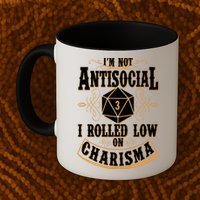 Vintage I'm Not Antisocial I Rolled Low On Charisma Mug