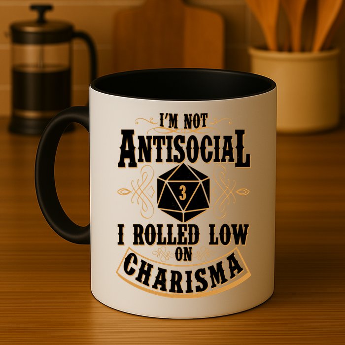 Vintage I'm Not Antisocial I Rolled Low On Charisma Mug